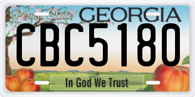 GA license plate CBC5180