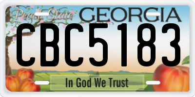 GA license plate CBC5183