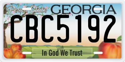 GA license plate CBC5192