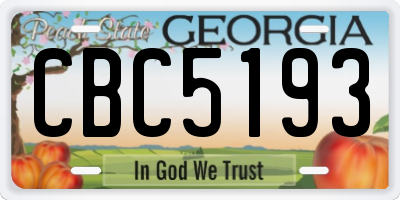 GA license plate CBC5193