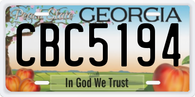 GA license plate CBC5194