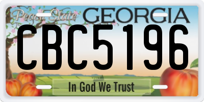 GA license plate CBC5196