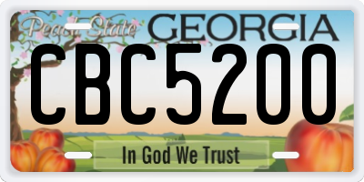 GA license plate CBC5200
