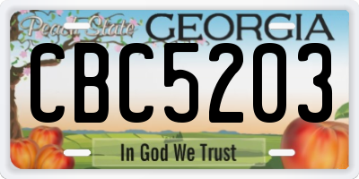 GA license plate CBC5203