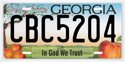 GA license plate CBC5204