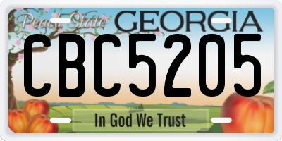GA license plate CBC5205
