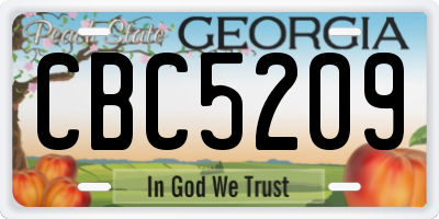 GA license plate CBC5209
