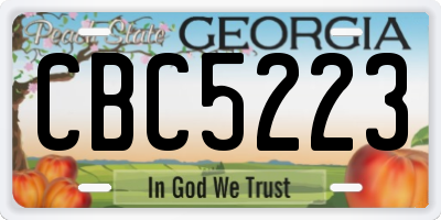 GA license plate CBC5223