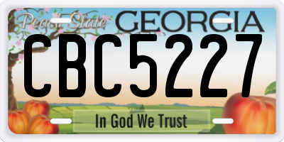 GA license plate CBC5227