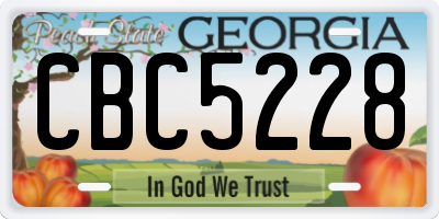 GA license plate CBC5228
