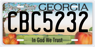 GA license plate CBC5232