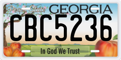 GA license plate CBC5236