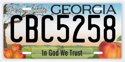 GA license plate CBC5258