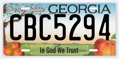 GA license plate CBC5294