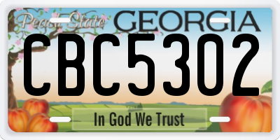 GA license plate CBC5302