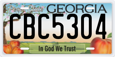 GA license plate CBC5304