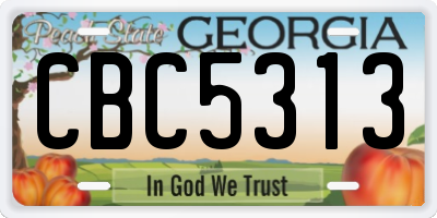 GA license plate CBC5313