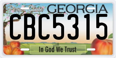 GA license plate CBC5315