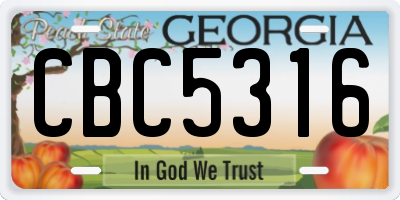GA license plate CBC5316