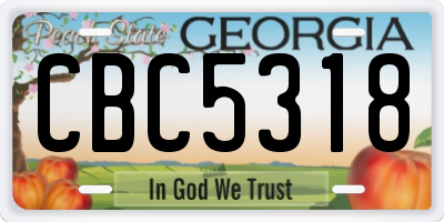 GA license plate CBC5318