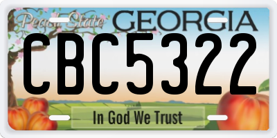 GA license plate CBC5322