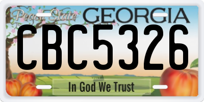 GA license plate CBC5326