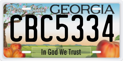 GA license plate CBC5334
