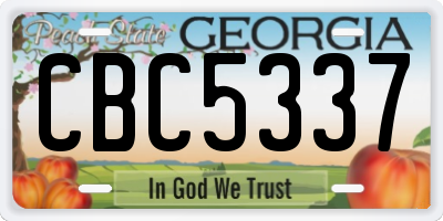 GA license plate CBC5337