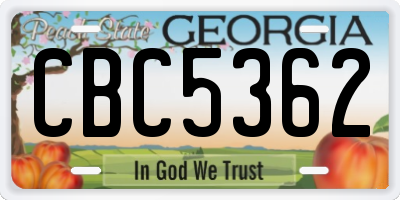 GA license plate CBC5362