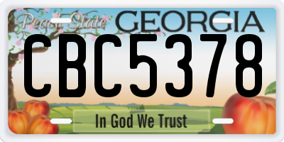 GA license plate CBC5378