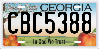 GA license plate CBC5388