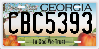GA license plate CBC5393
