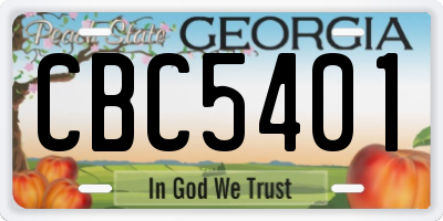 GA license plate CBC5401