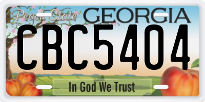 GA license plate CBC5404