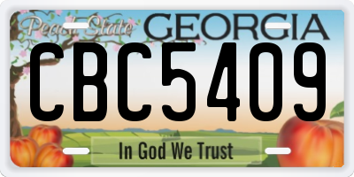 GA license plate CBC5409