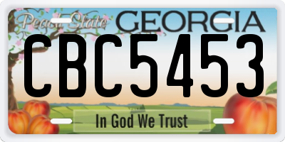 GA license plate CBC5453