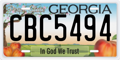 GA license plate CBC5494