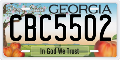 GA license plate CBC5502