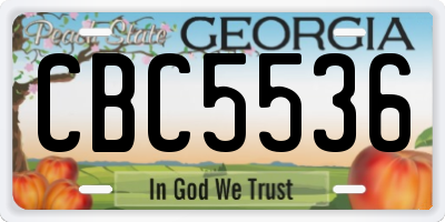 GA license plate CBC5536