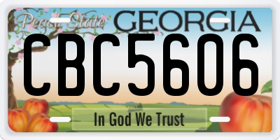 GA license plate CBC5606