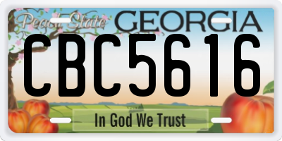 GA license plate CBC5616