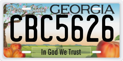 GA license plate CBC5626