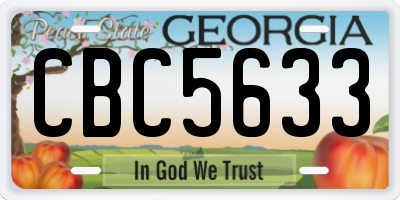 GA license plate CBC5633