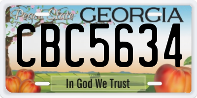 GA license plate CBC5634