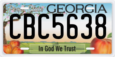 GA license plate CBC5638