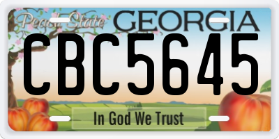 GA license plate CBC5645
