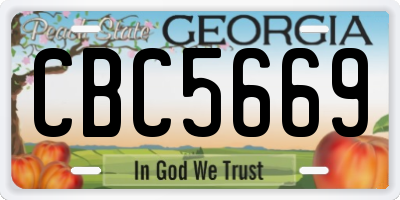 GA license plate CBC5669