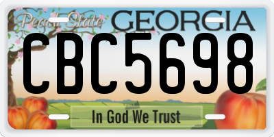 GA license plate CBC5698