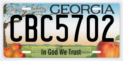 GA license plate CBC5702