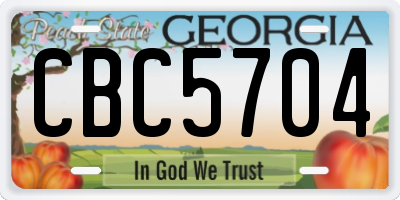 GA license plate CBC5704